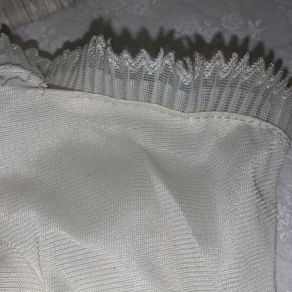 Vintage White Sheer Chiffon Nylon Gloves Size Large - Picture 6 of 14